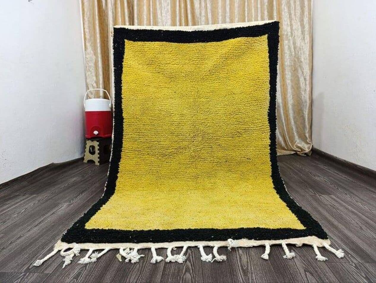 Ręcznie tkany dywan 150x250 cm, wełna, żółty, Maroko - 204402