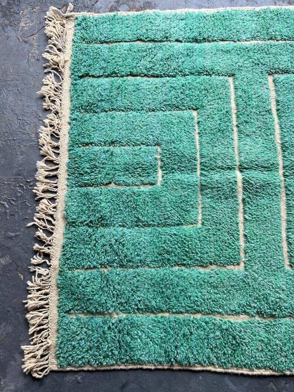 Ręcznie tkany dywan 100x200 cm, wełna, zielony, Maroko - 204379