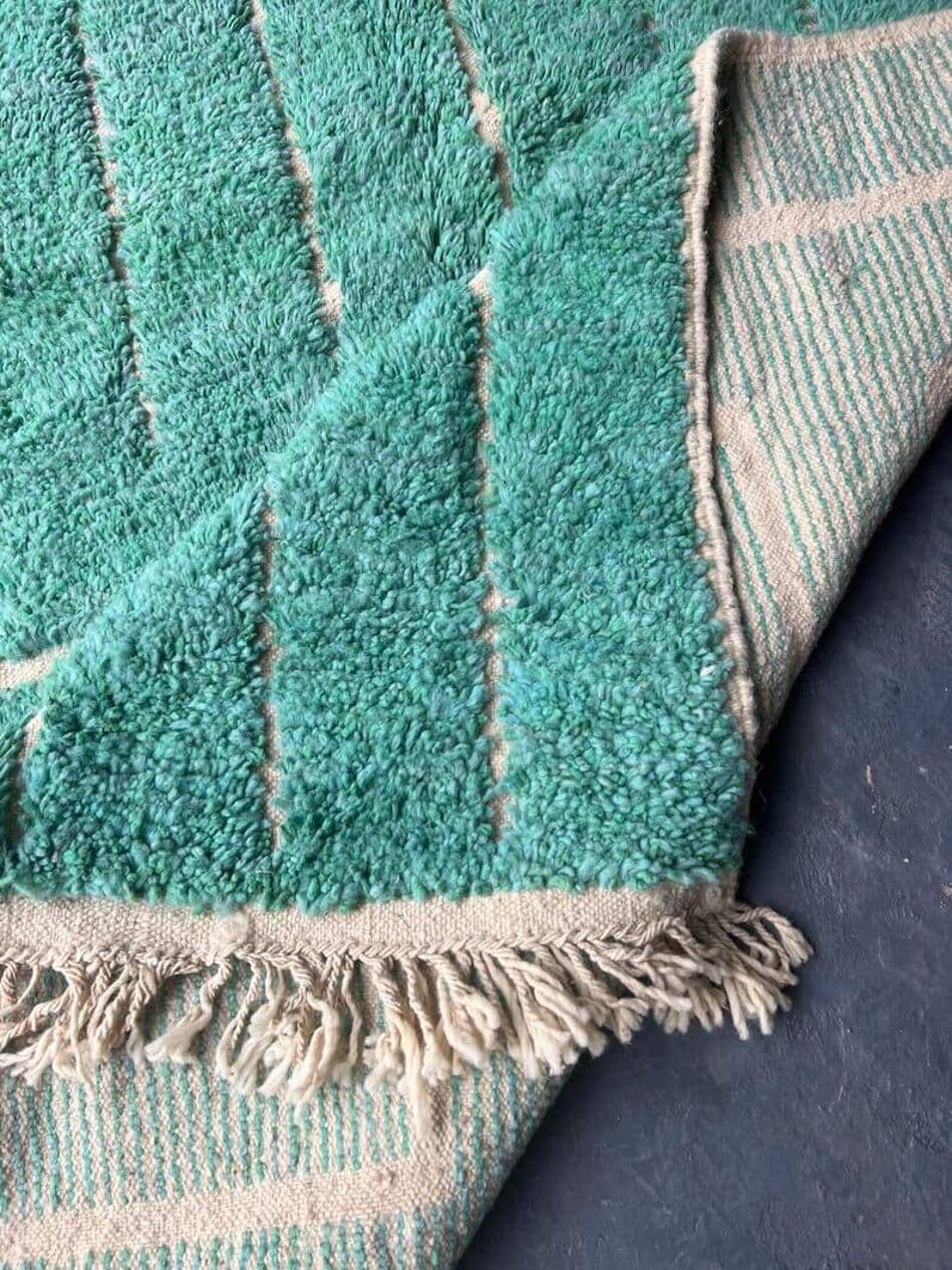 Ręcznie tkany dywan 100x200 cm, wełna, zielony, Maroko - 204381