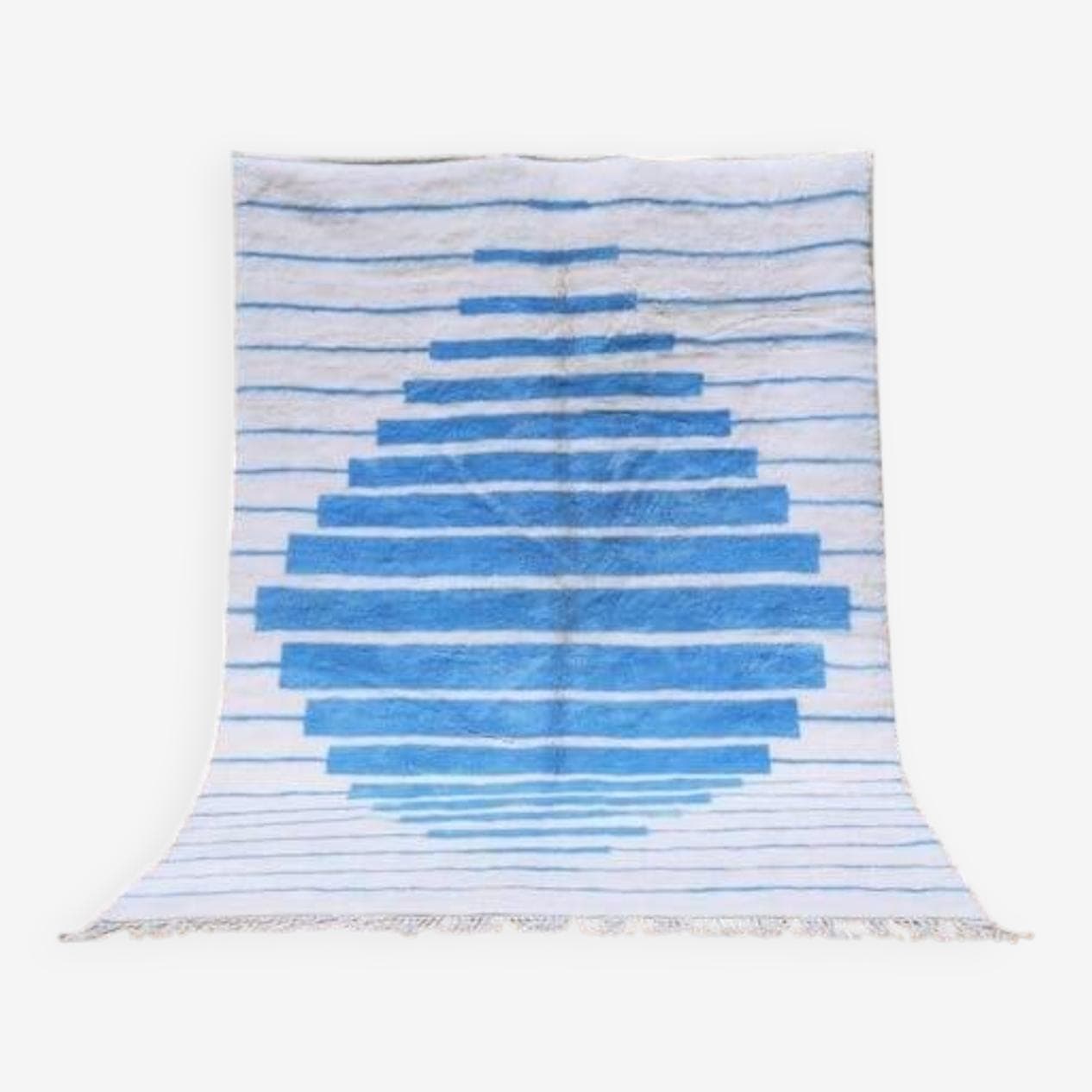 Ręcznie tkany dywan 150x250 cm, wełna, biały, niebieski, Maroko - 204356