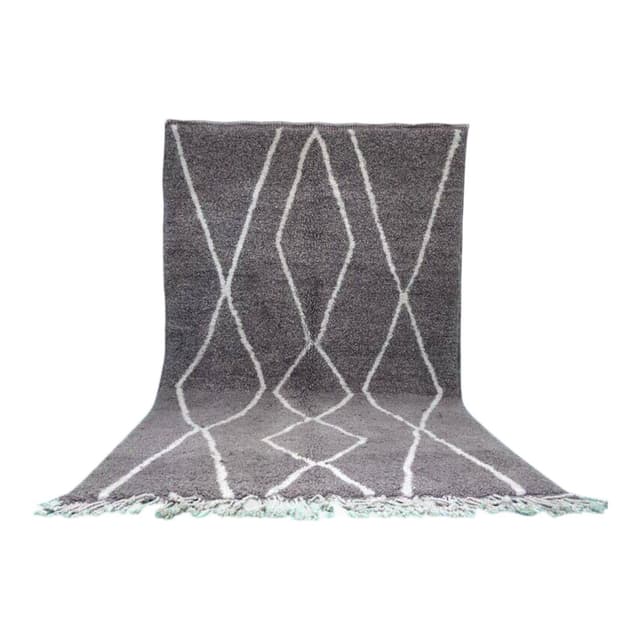 Ręcznie tkany dywan 100x200 cm, wełna, szary, Maroko - WYMIARY