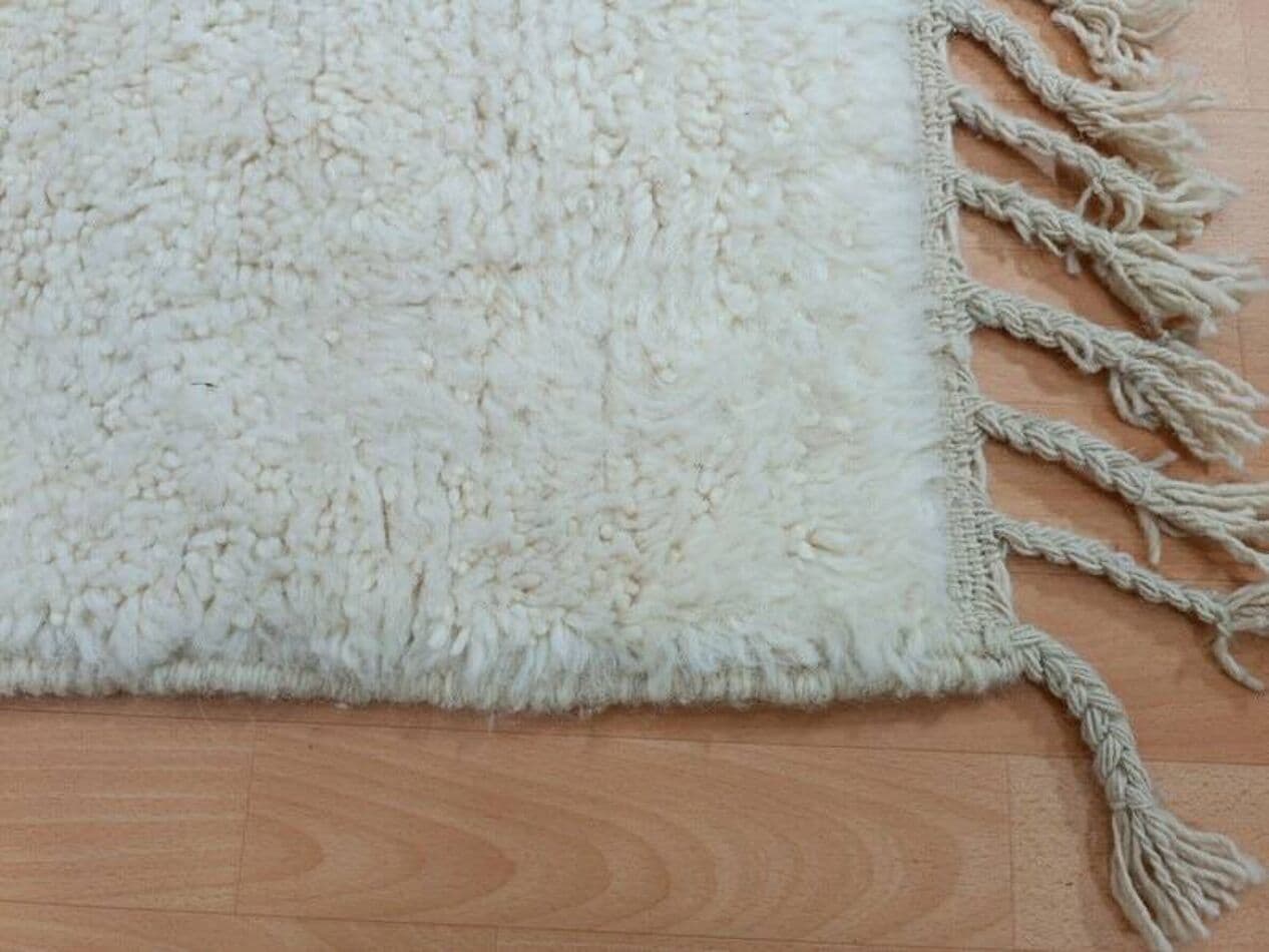 Ręcznie tkany dywan 100x200 cm, wełna, biały, niebieski, Maroko - 204252