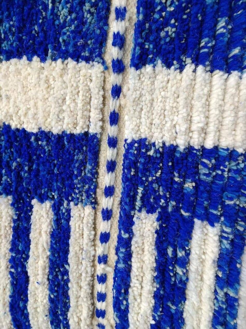 Ręcznie tkany dywan 200x300 cm, wełna, niebieski, biały, Maroko - 204225