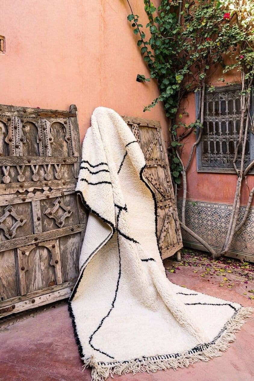 Ręcznie tkany dywan 200x300 cm, wełna, biały, Maroko - 204210