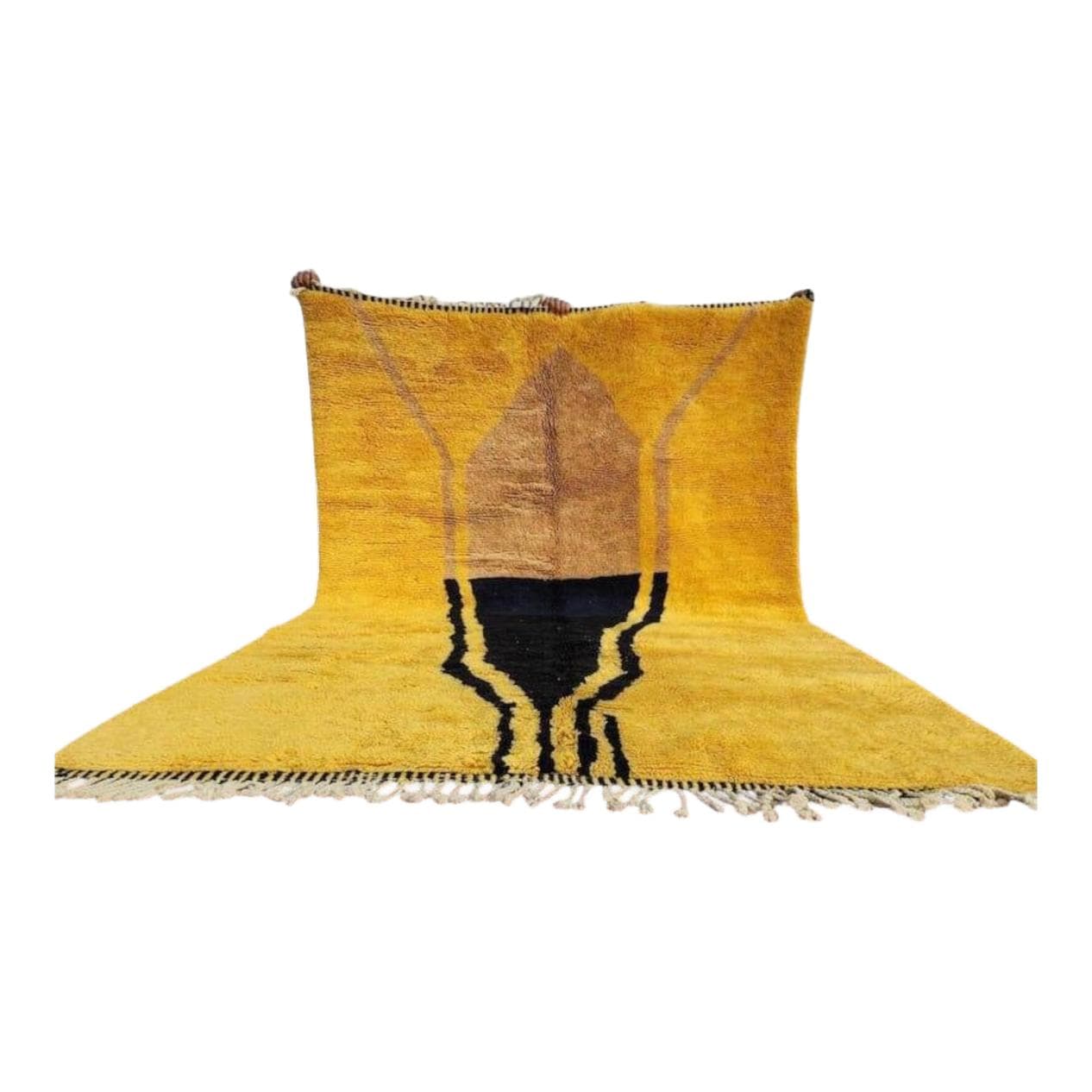 Ręcznie tkany dywan 100x200 cm, wełna, żółty, Maroko