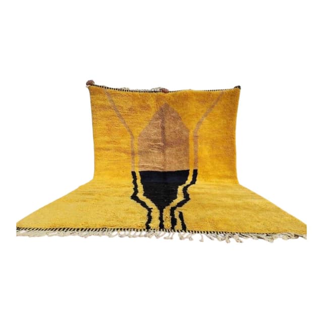 Ręcznie tkany dywan 100x200 cm, wełna, żółty, Maroko - WYMIARY