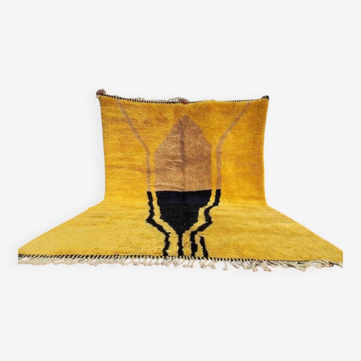 Ręcznie tkany dywan 100x200 cm, wełna, żółty, Maroko - 204170