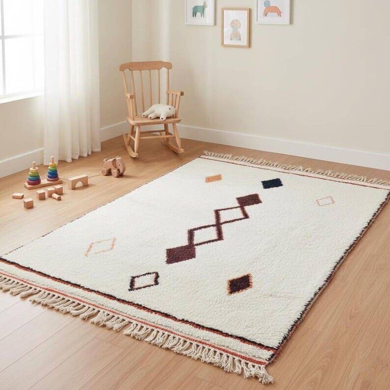 Ręcznie tkany dywan 160x240 cm, wełna, multikolor, Maroko - 204157