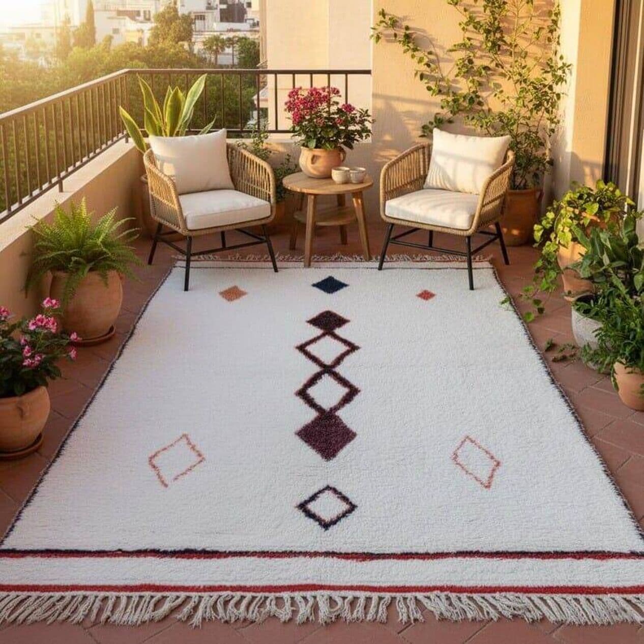 Ręcznie tkany dywan 160x240 cm, wełna, multikolor, Maroko - 204158