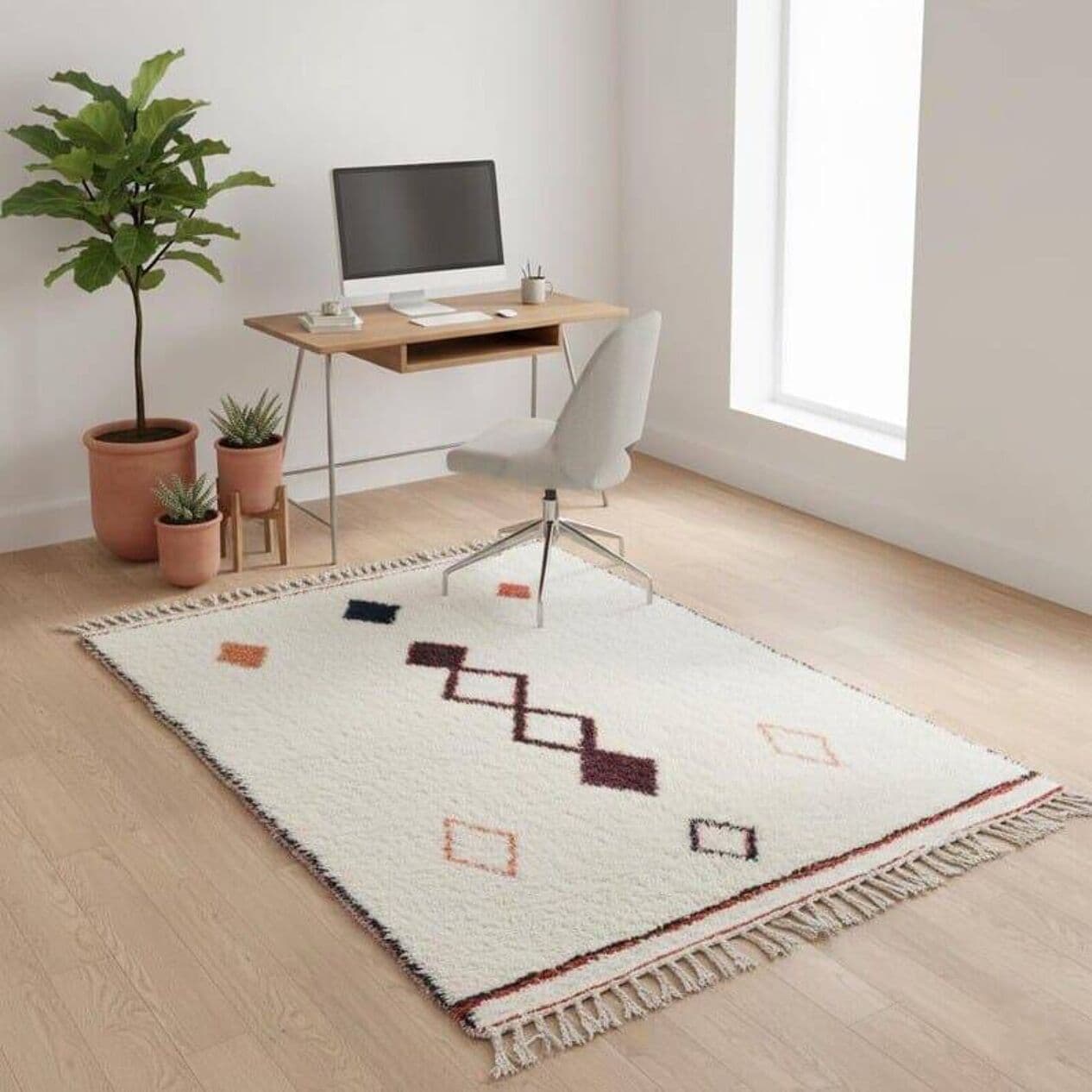 Ręcznie tkany dywan 160x240 cm, wełna, multikolor, Maroko - 204159