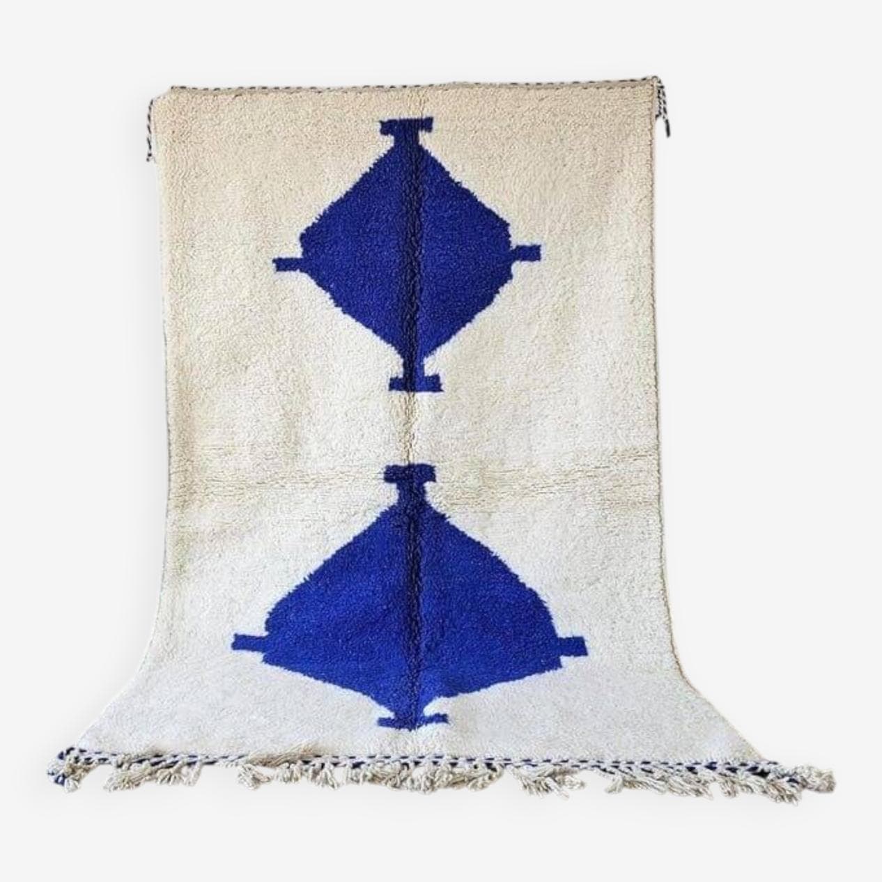 Ręcznie tkany dywan 100x200 cm, wełna, niebieski, Maroko - 204149