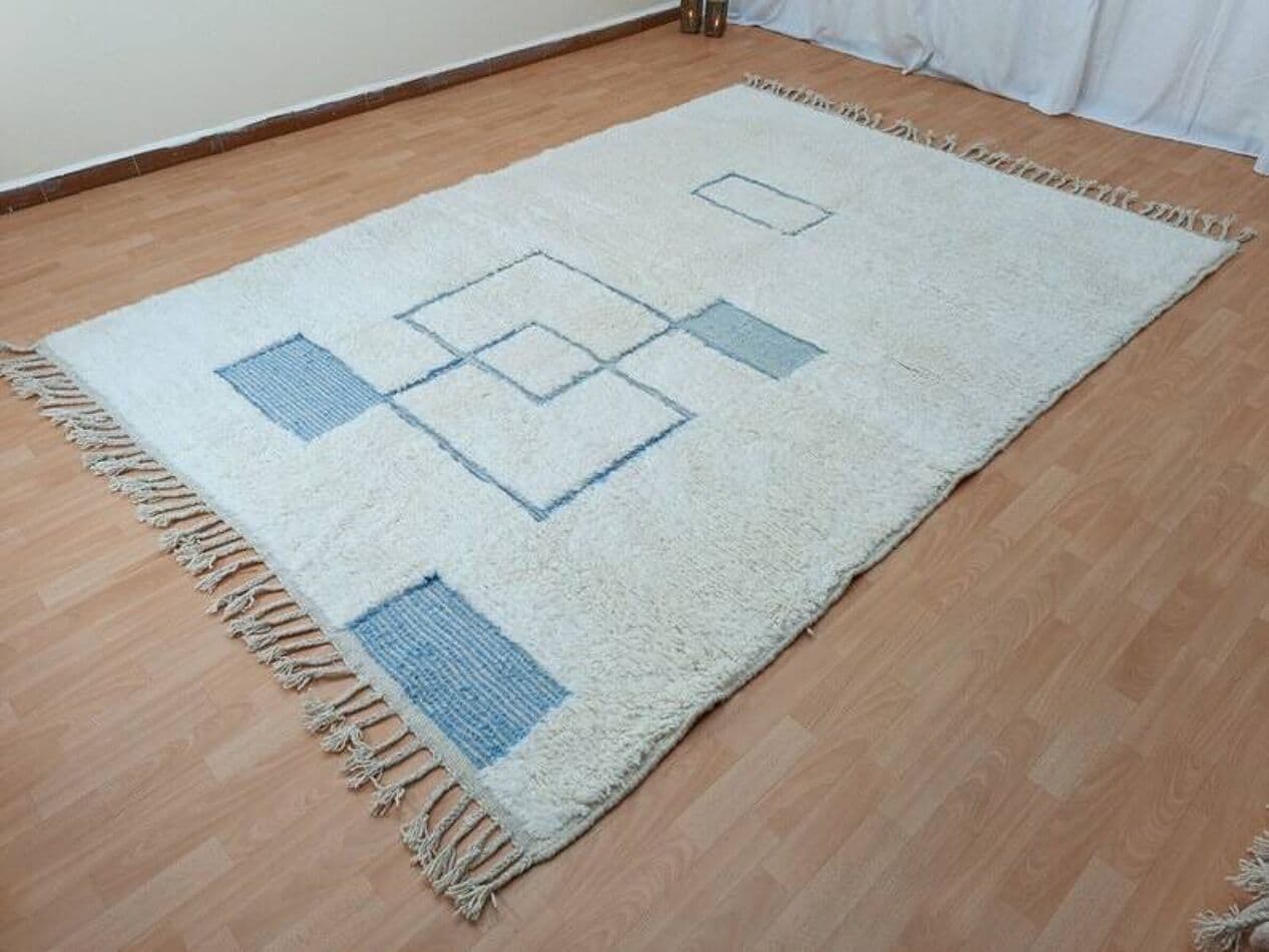 Ręcznie tkany dywan 200x300 cm, wełna, biały, Maroko - 204116