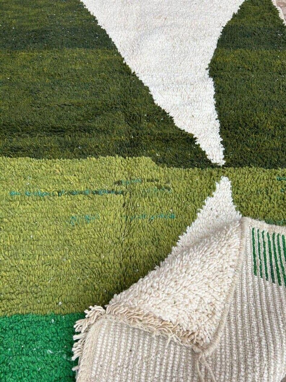 Ręcznie tkany dywan 160x240 cm, wełna, zielony, Maroko - 203939