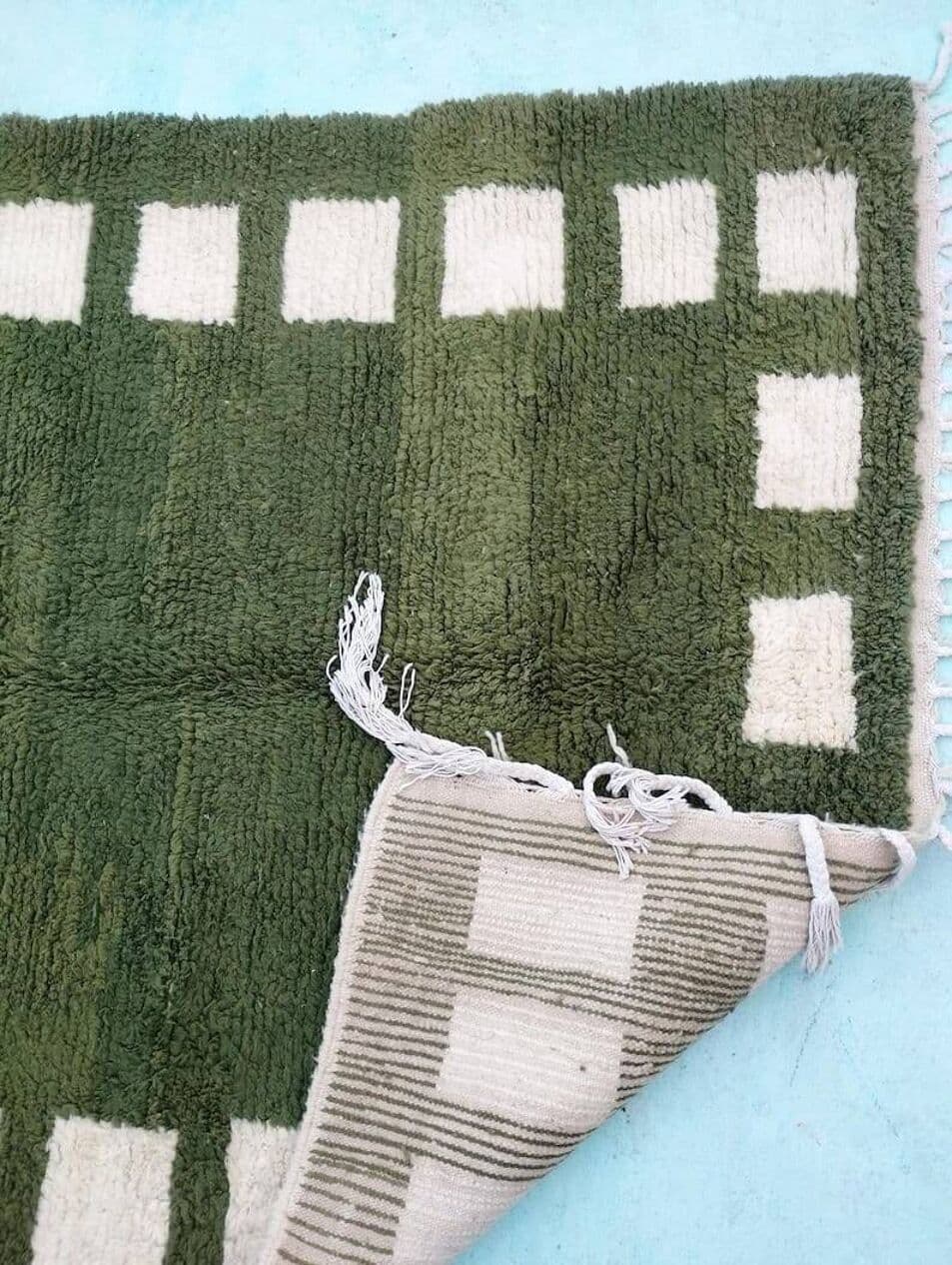 Ręcznie tkany dywan 200x300 cm, wełna, zielony, Maroko - 207082