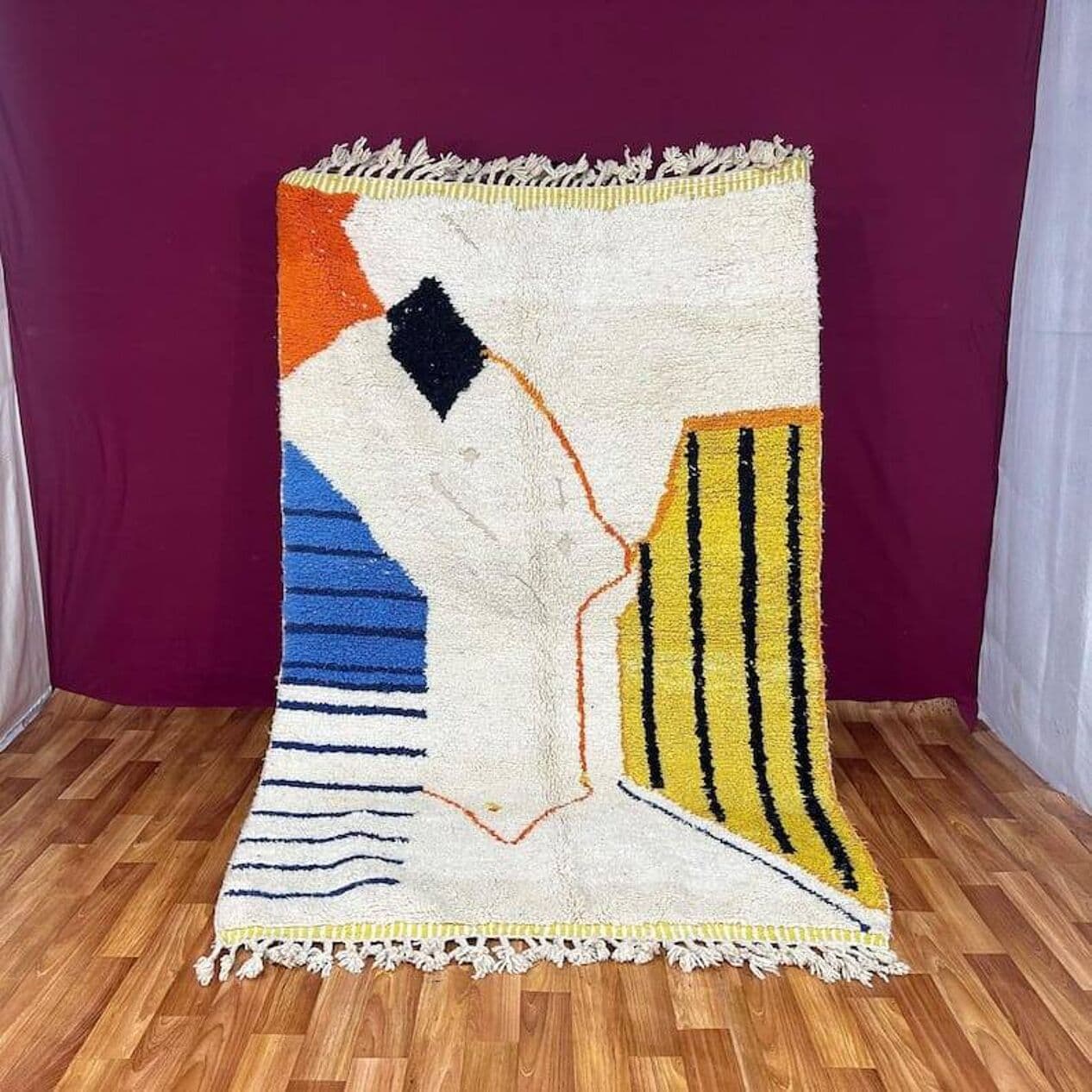 Ręcznie tkany dywan 150x250 cm, wełna, multikolor, Maroko - 207051