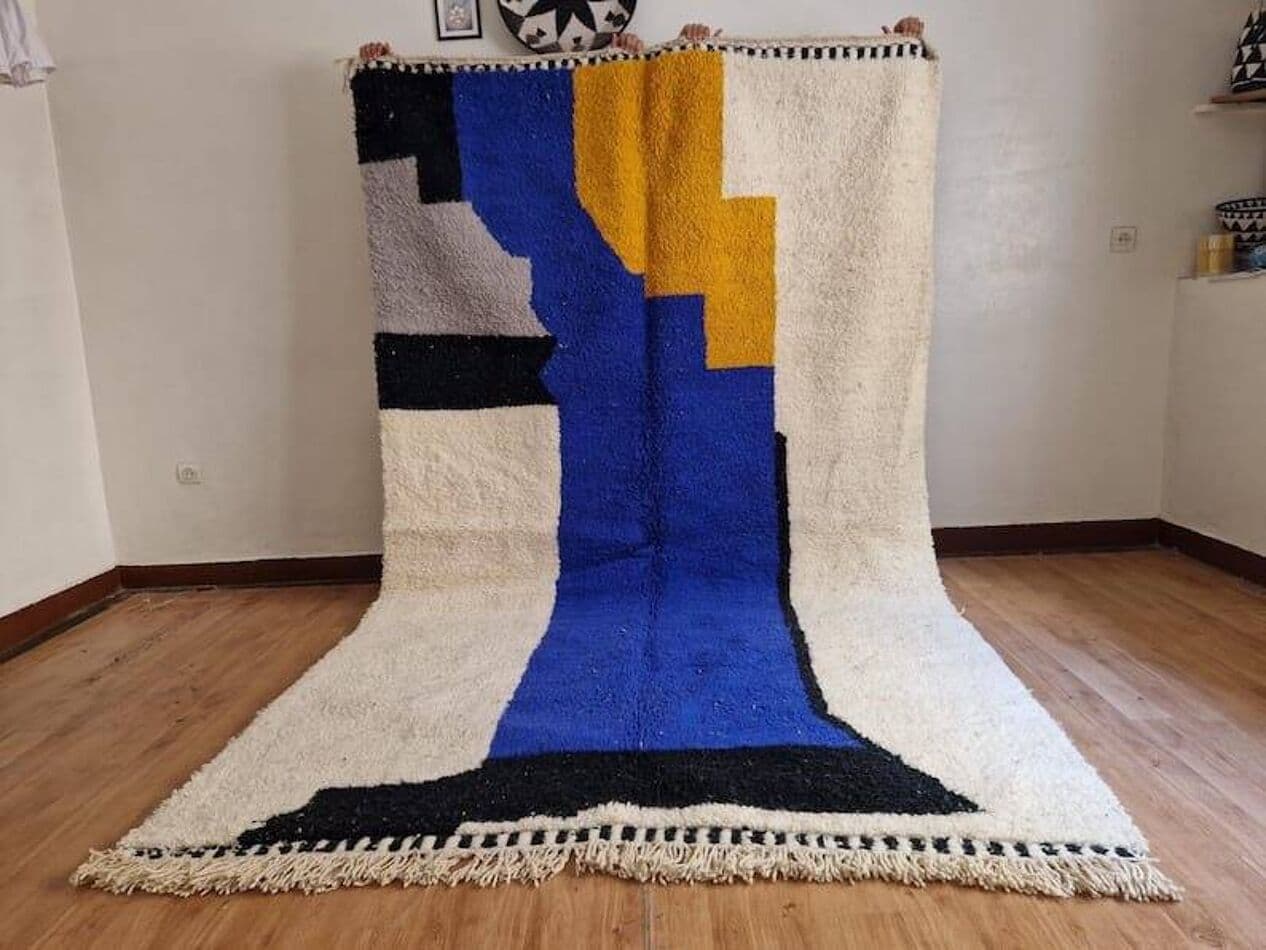 Ręcznie tkany dywan 140x260 cm, wełna, multikolor, Maroko - 208811