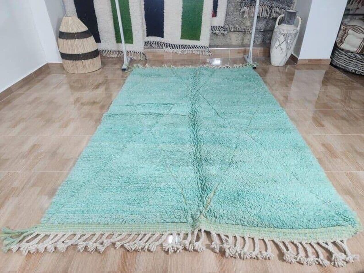 Ręcznie tkany dywan 100x200 cm, wełna, turkusowy, Maroko - 208719