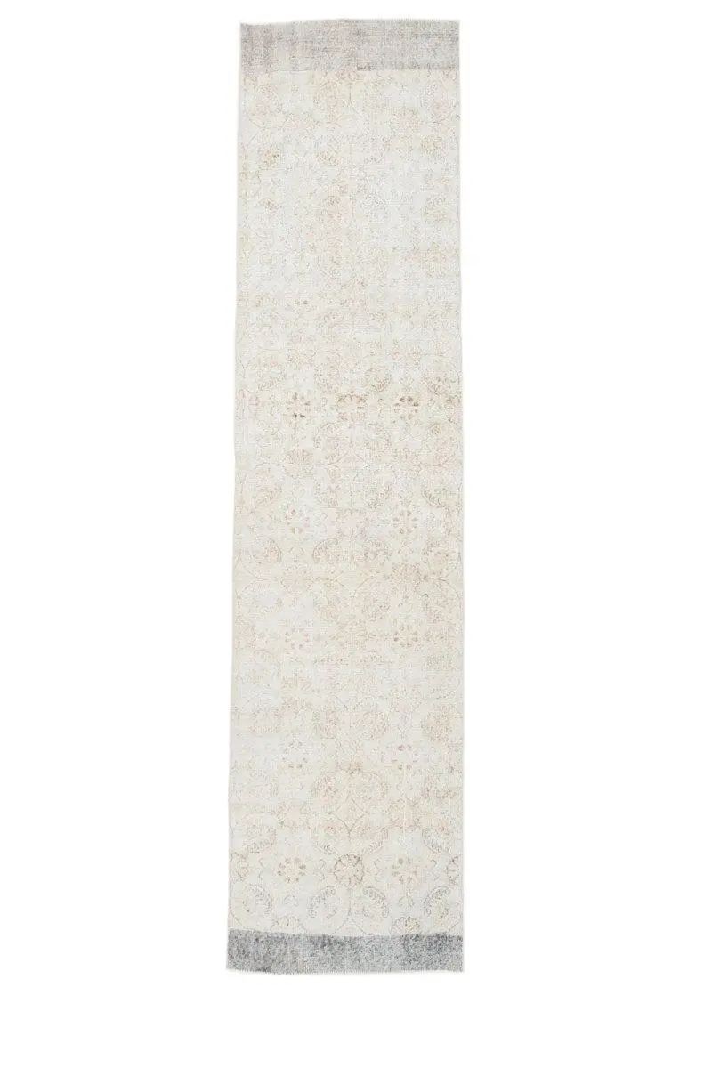 Chodnik 82x338 cm, beżowy, wełna, Turcja, lata 60.