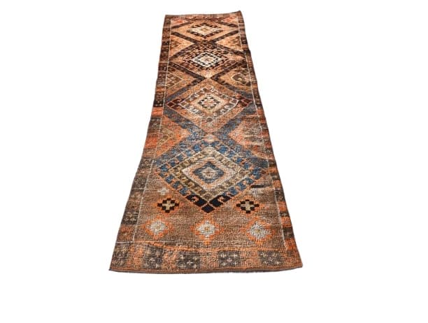 Chodnik 75x270 cm, brązowy, wełna, Turcja, lata 70.