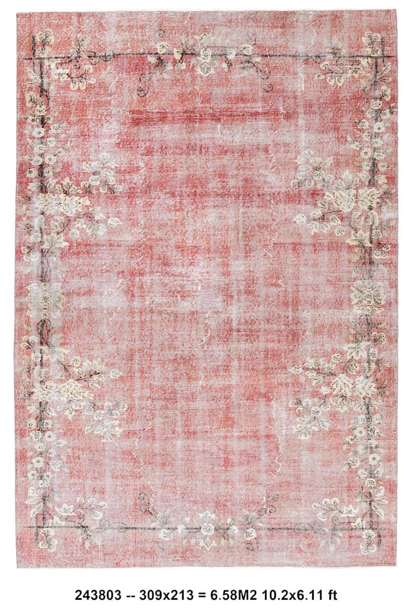 Dywan 213x309 cm, czerwony, wełna, Turcja, lata 60.