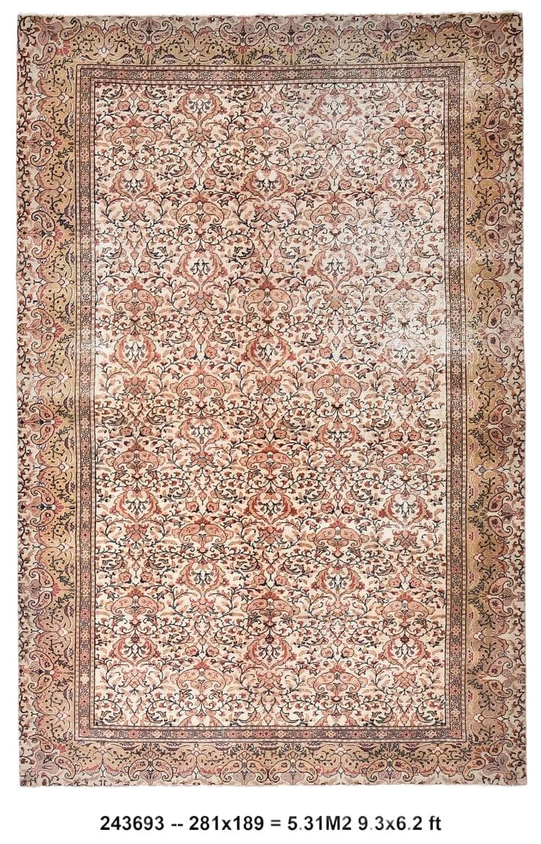 Dywan 189x281 cm, beżowy, wełna, Turcja, lata 70.