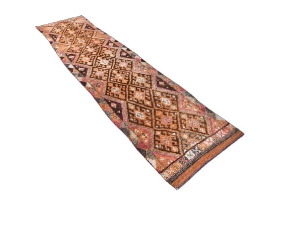 Chodnik 354x84 cm, brązowy, wełna, Turcja, lata 70.