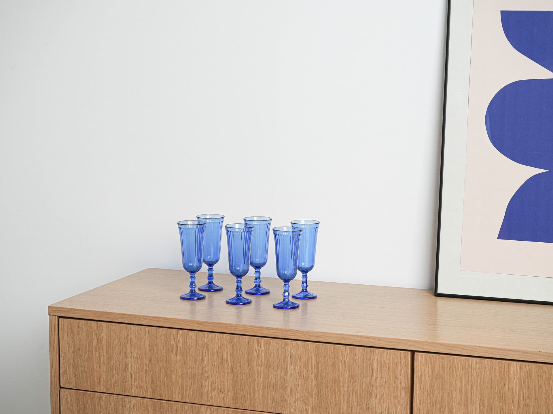 Komplet kieliszków, kobaltowy, szkło, Włochy, lata 70. - 222944