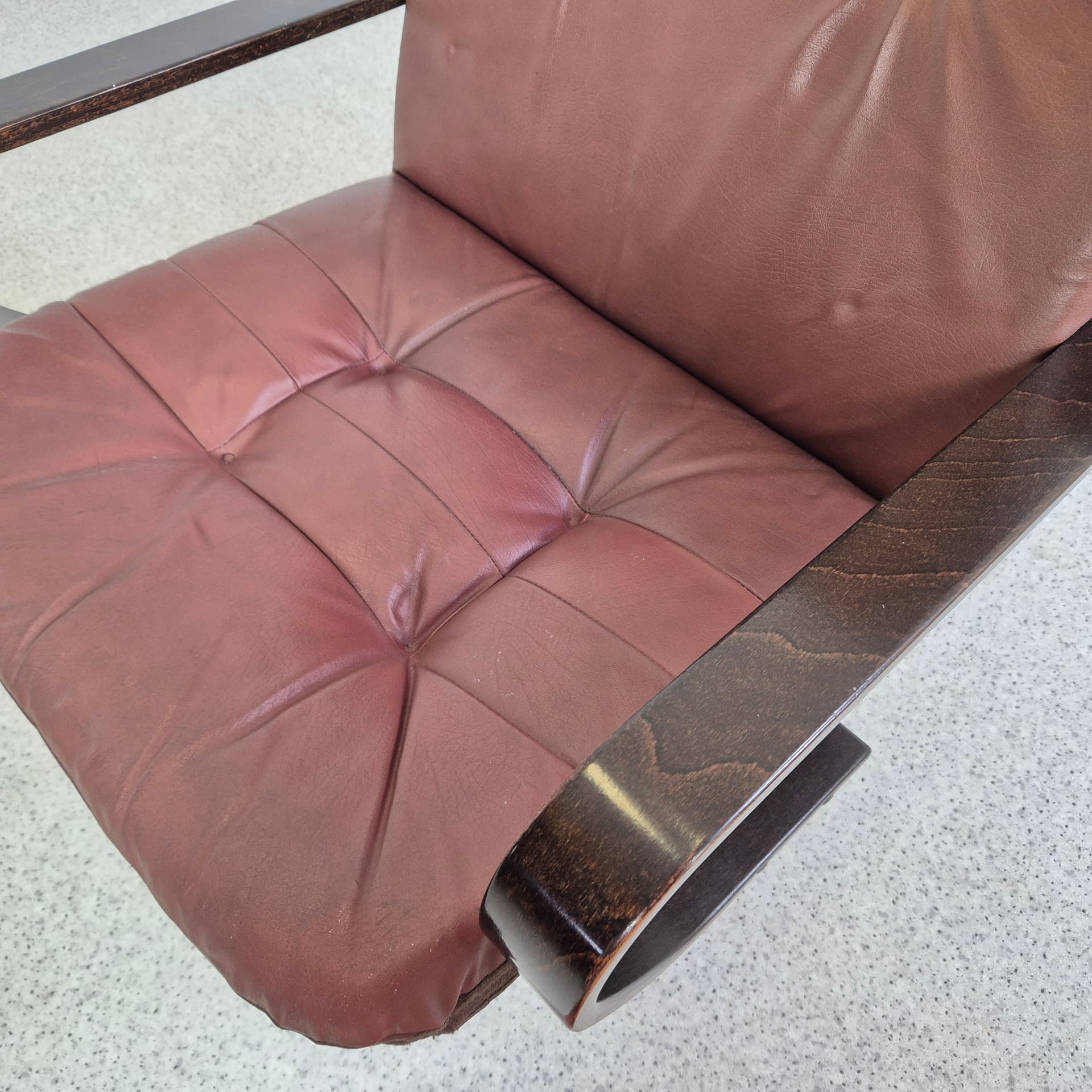 Fotel wypoczynkowy, skóra brązowa, Westnofa, Dania, lata 70. - 226410