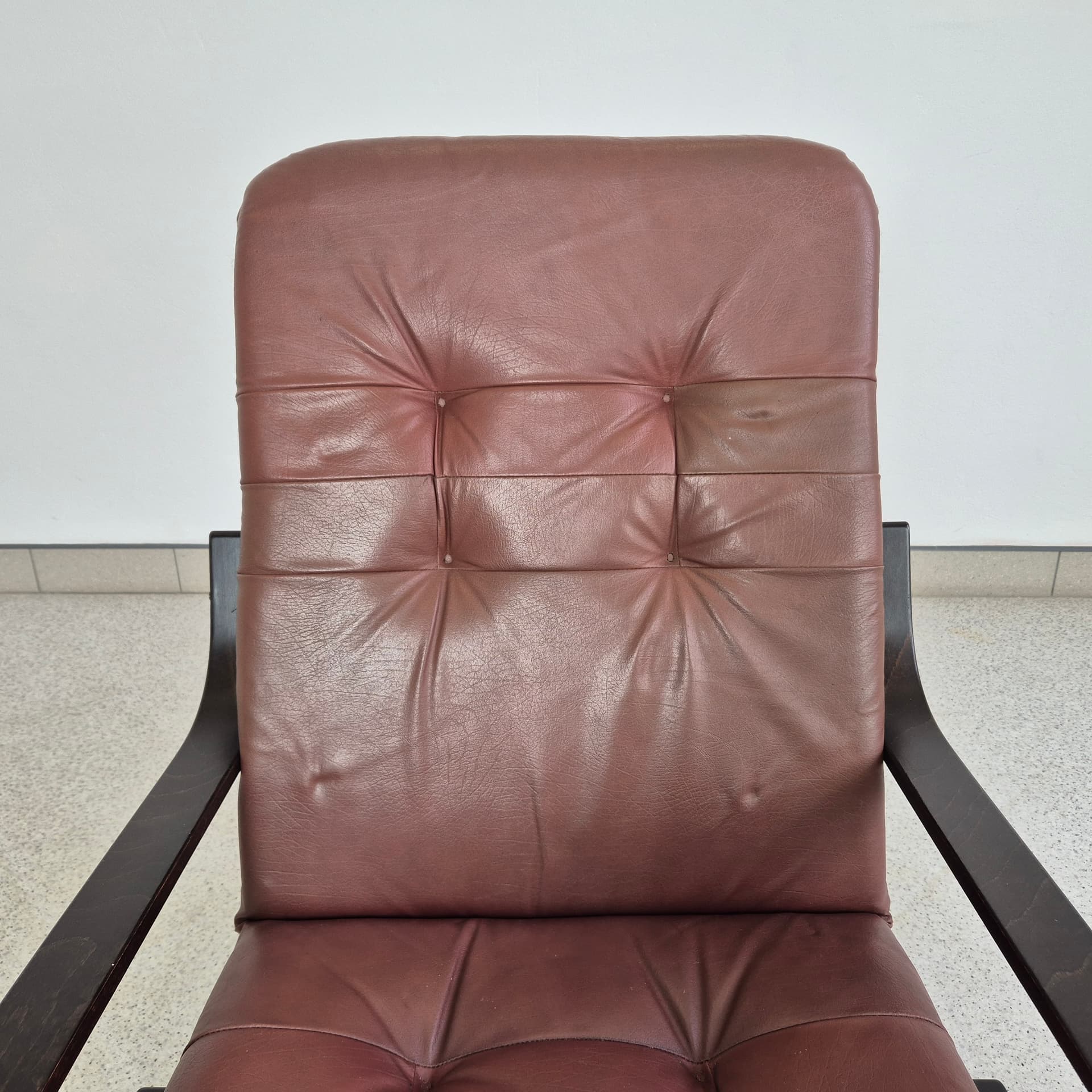 Fotel wypoczynkowy, skóra brązowa, Westnofa, Dania, lata 70. - 226411