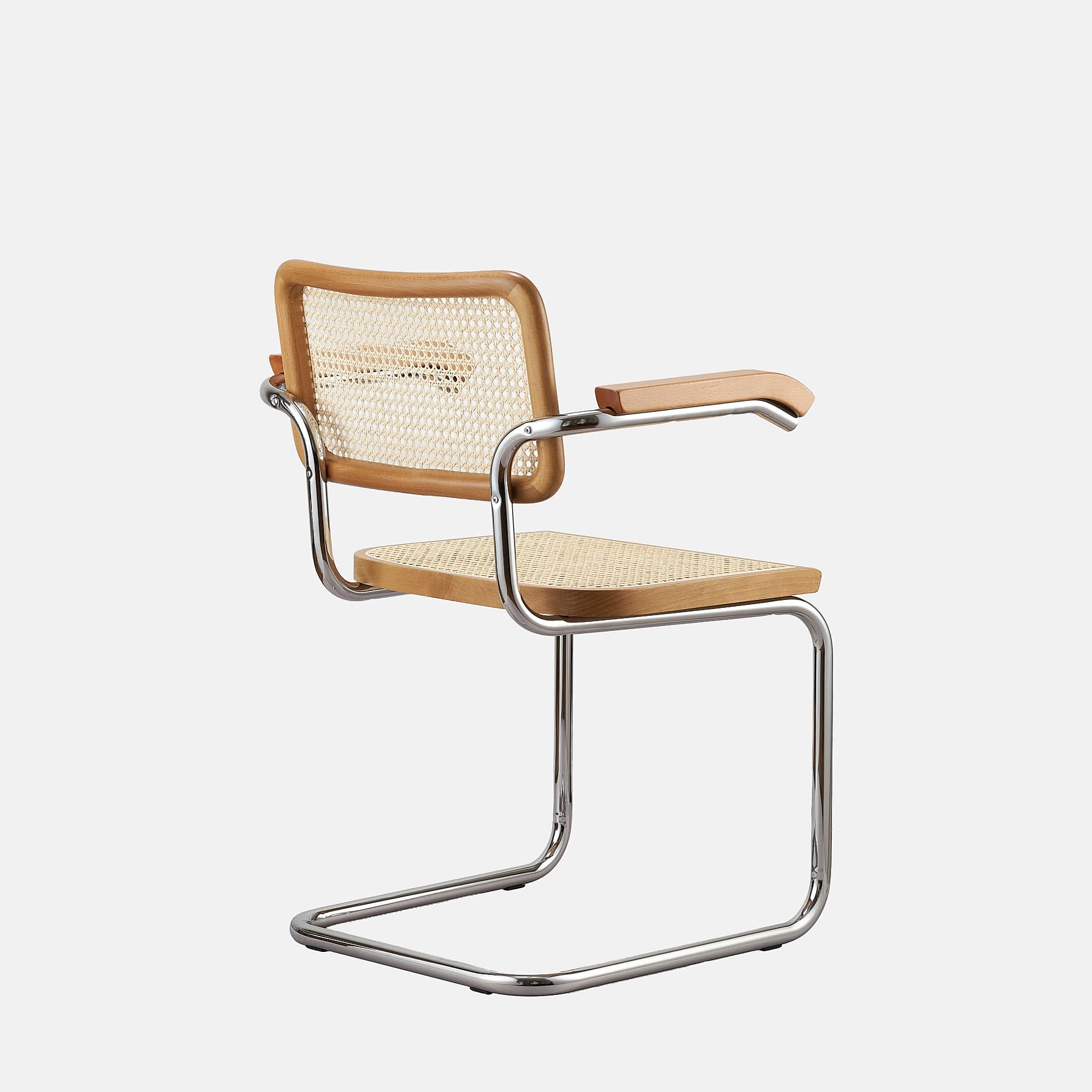 Krzesło z giętej stali z podłokietnikami wg proj. Cesca, M.Breuer, Bauhaus, miodowe - 352444