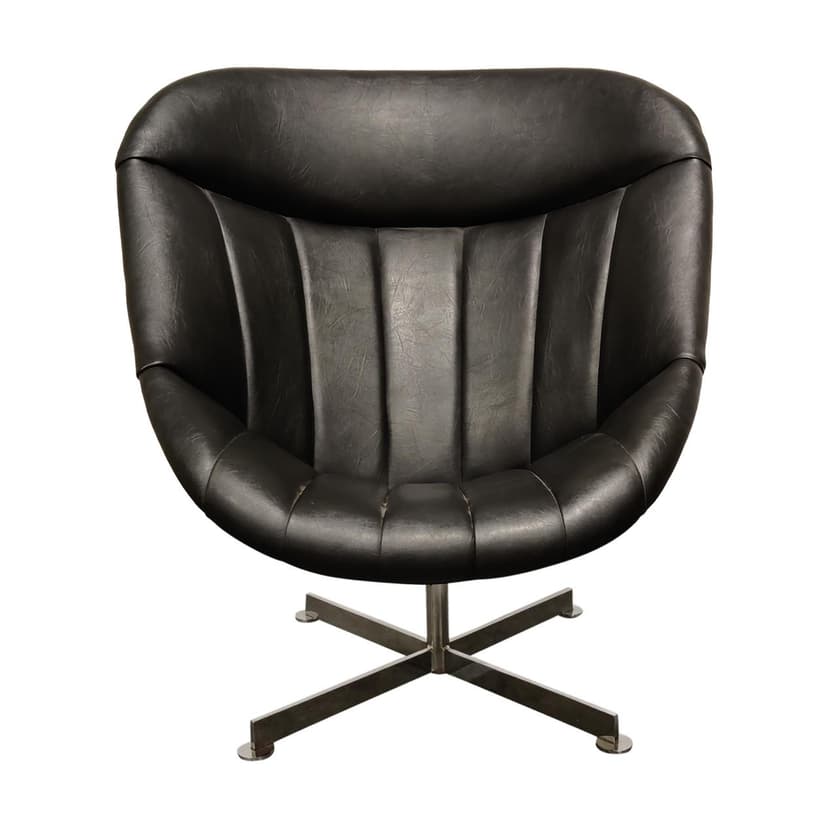 Fotel obrotowy, czarny, metal, proj. R. Wolf, Rohé Noordwolde, Holandia, lata 60.