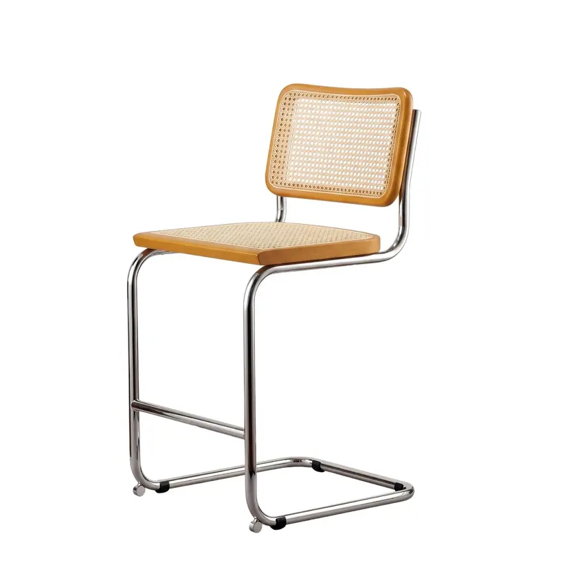 Hoker z giętej stali wg proj. M. Breuer, wys.93 cm, Bauhaus, miodowy