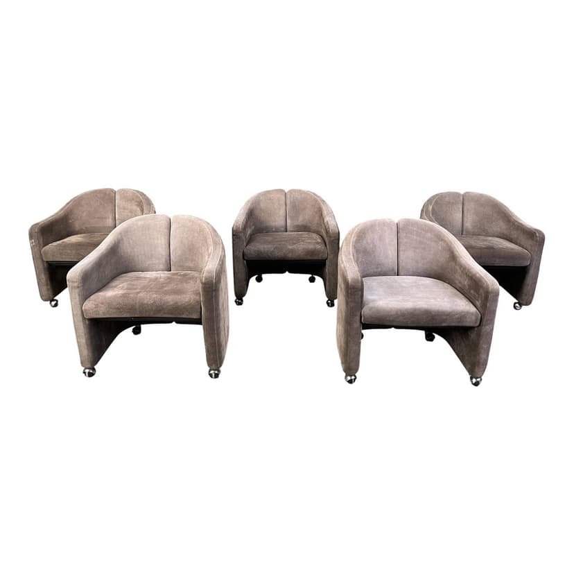 Zestaw pięciu foteli PS142, tkanina szara, proj. E. Gerli, Tecno, Włochy, lata 70.