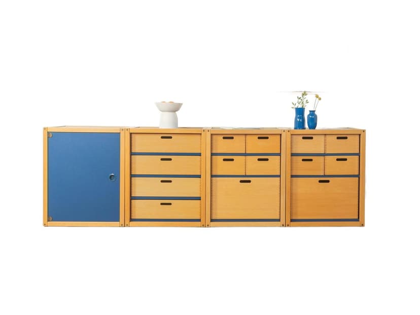 Komoda modułowa, miodowy dąb niebieski, Flötotto, Niemcy, lata 70.