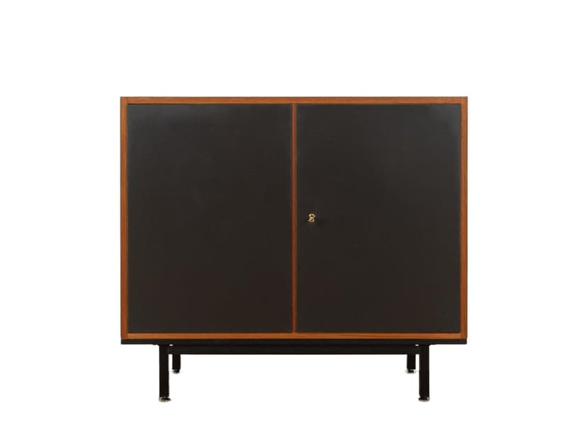 Komoda, czarny, teak, stal czarna, Niemcy, lata 60.