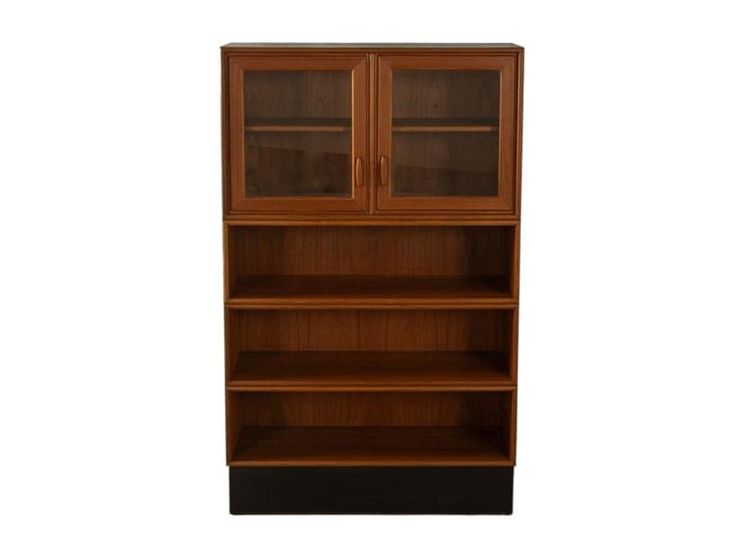 Witryna, teak brązowy, szkło czarny, Niemcy, lata 60.