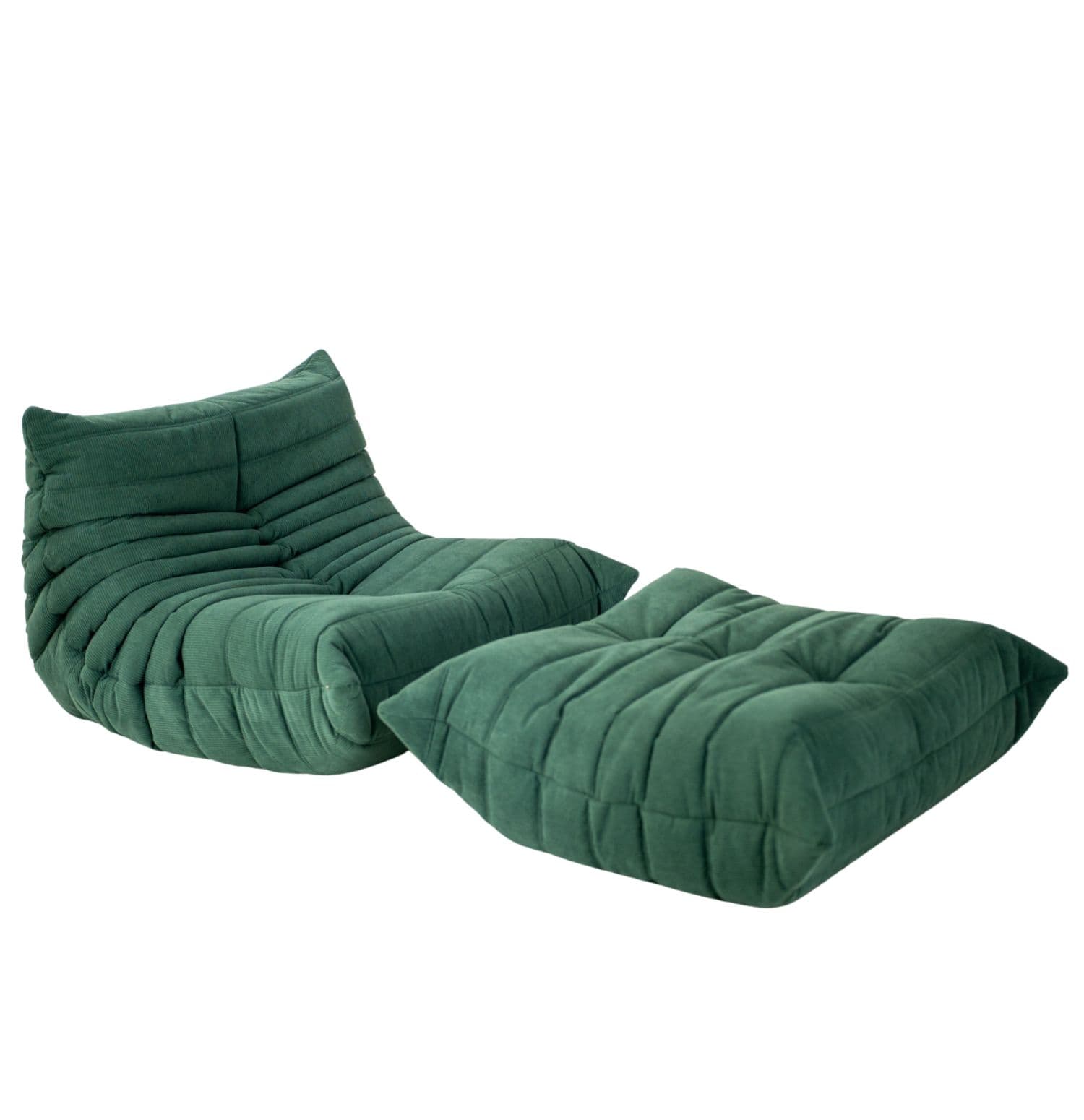 Fotel wypoczynkowy Togo z podnóżkiem, cord pine green