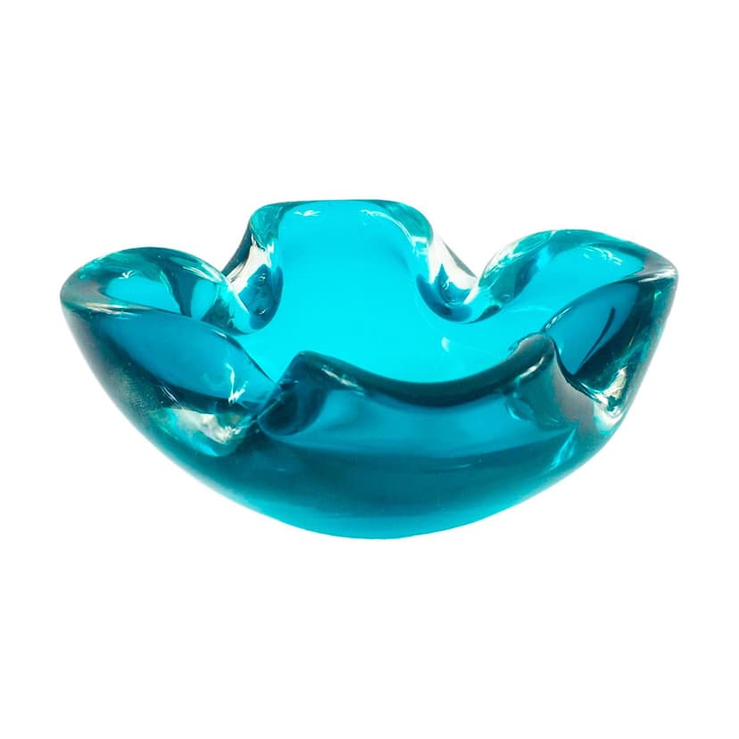 Ashtray Murano, blue transparent glass, by F. Poli, Italy, 1960s.