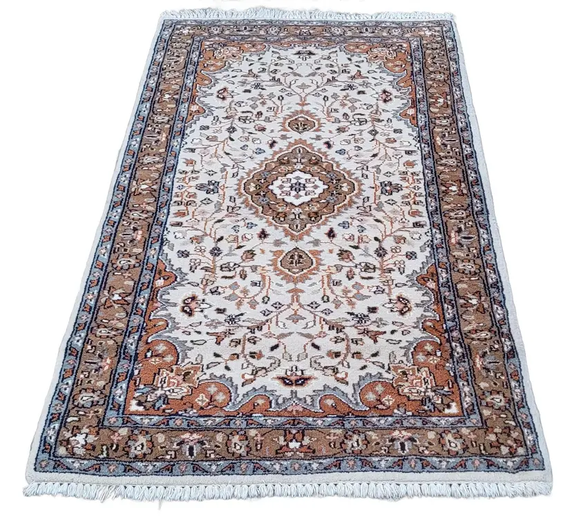 Dywan Indo Tabriz 175x95 cm, beżowy, wełna bawełna, Indie
