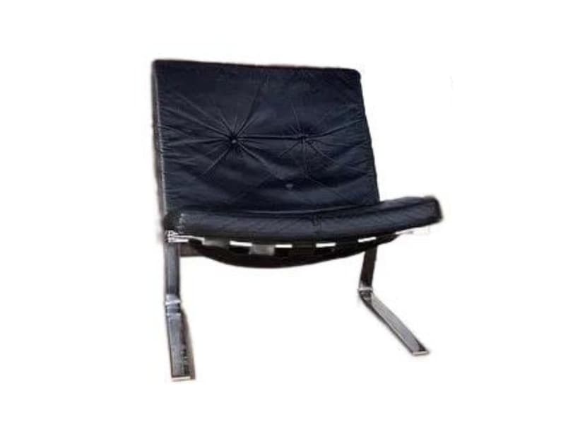 Armchair, black leather, chrome, 1970s
