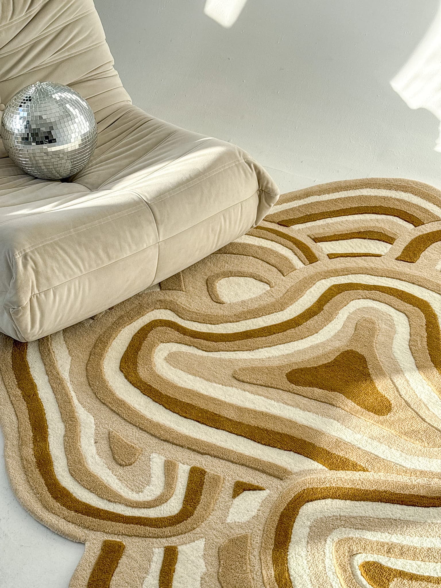 Dywan HUBA Ø300cm, wełna, beżowy, brązowy, biały, Tapis Atelier - 299754
