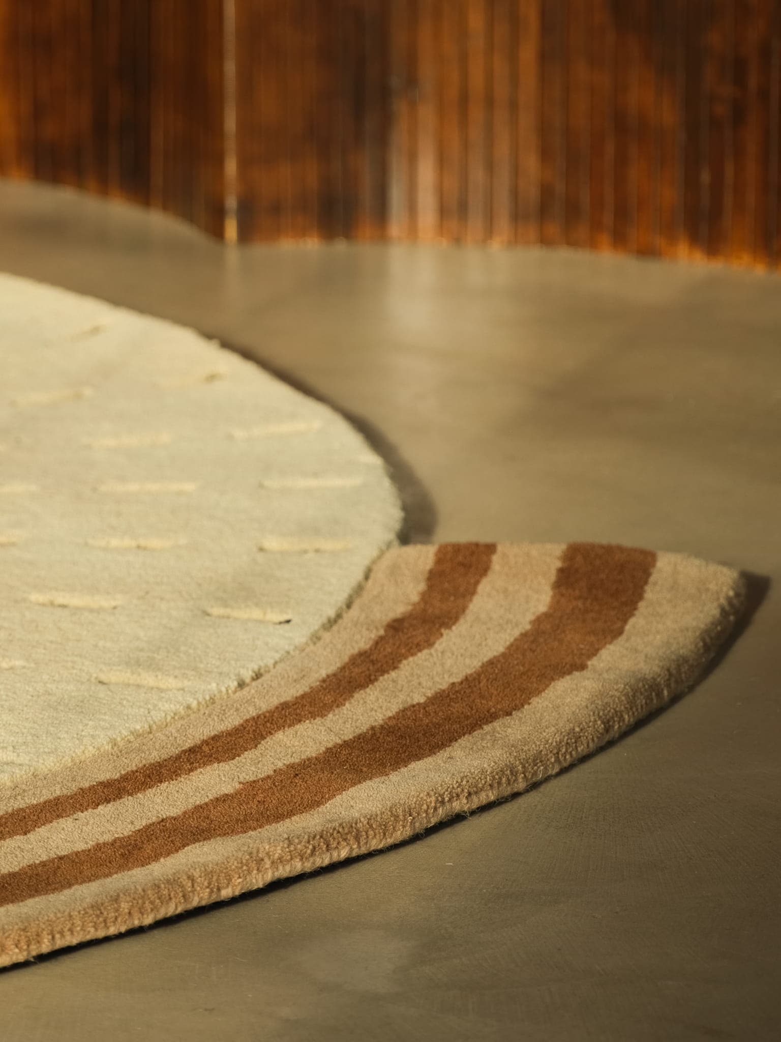 Dywan ÉVENTAIL Ø250cm, wełna, beżowy, brązowy, Tapis Atelier - 299791