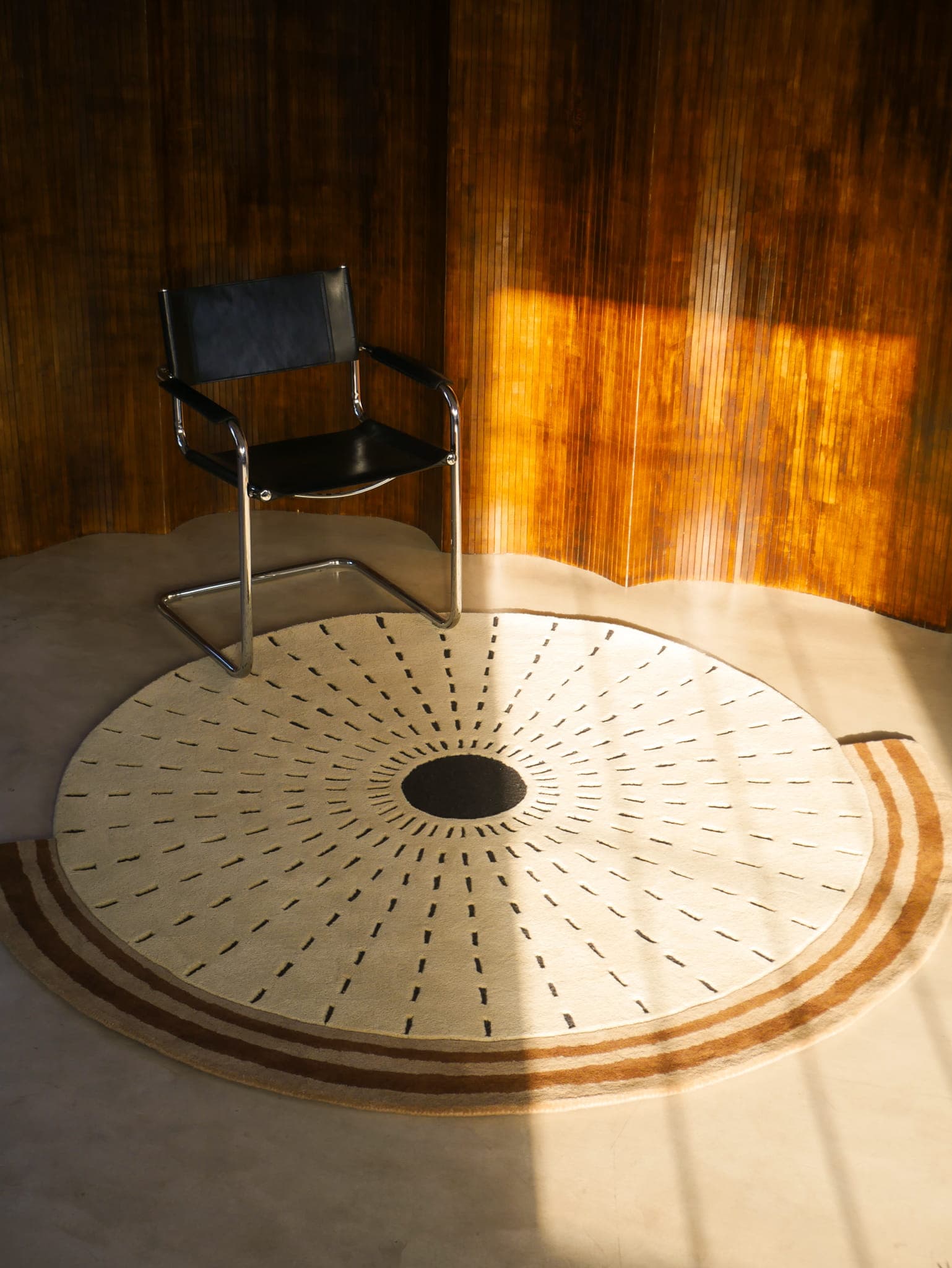 Dywan ÉVENTAIL Ø250cm, wełna, beżowy, brązowy, Tapis Atelier - 299789