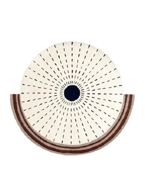 Dywan ÉVENTAIL Ø150cm, wełna, beżowy, brązowy, Tapis Atelier