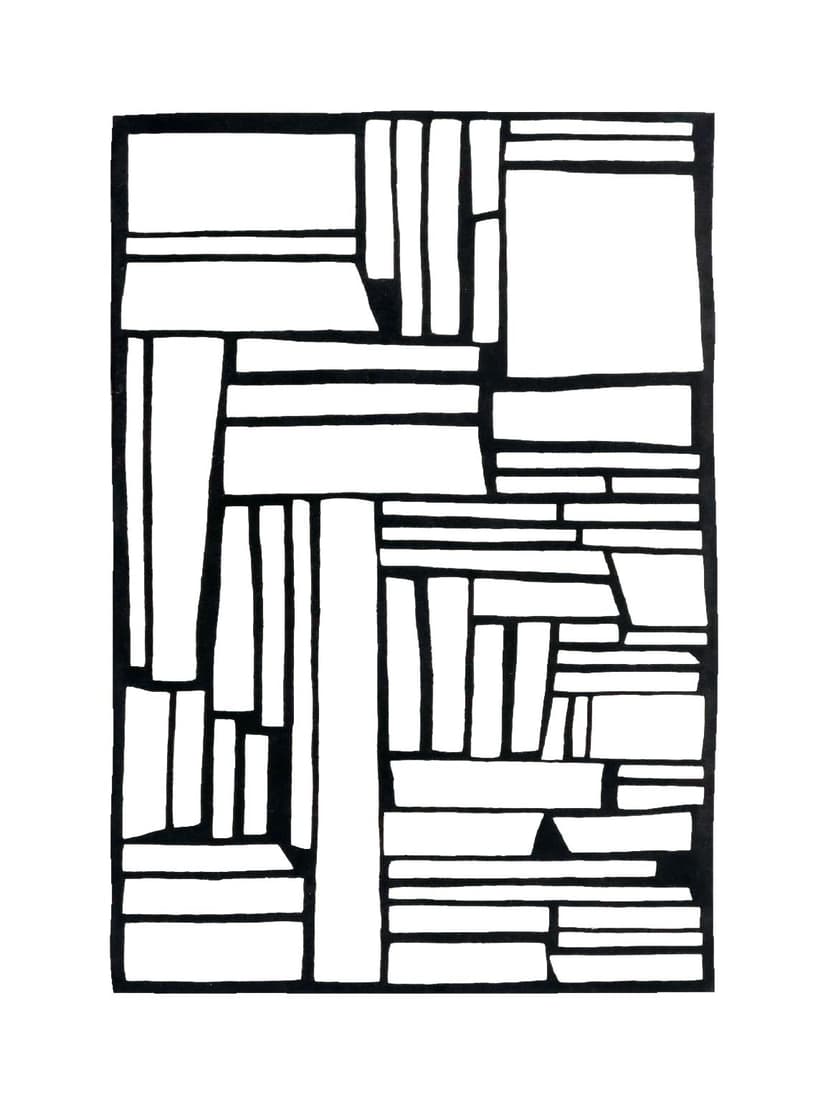 Dywan DÉCOUPE 140cm x 200cm, wełna, biały, czarny, Tapis Atelier