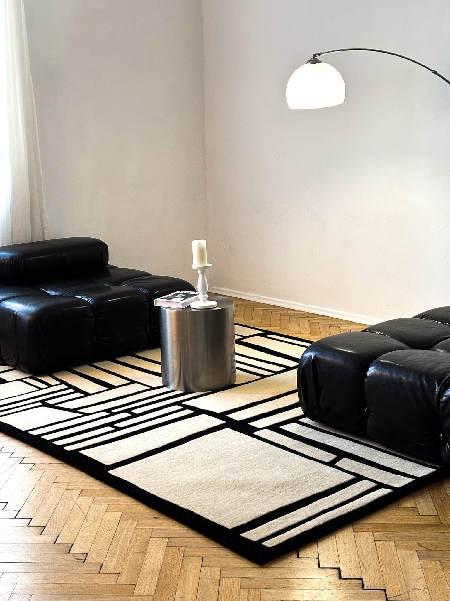 Dywan DÉCOUPE 160cm x 240cm, wełna, biały, czarny, Tapis Atelier - 301044