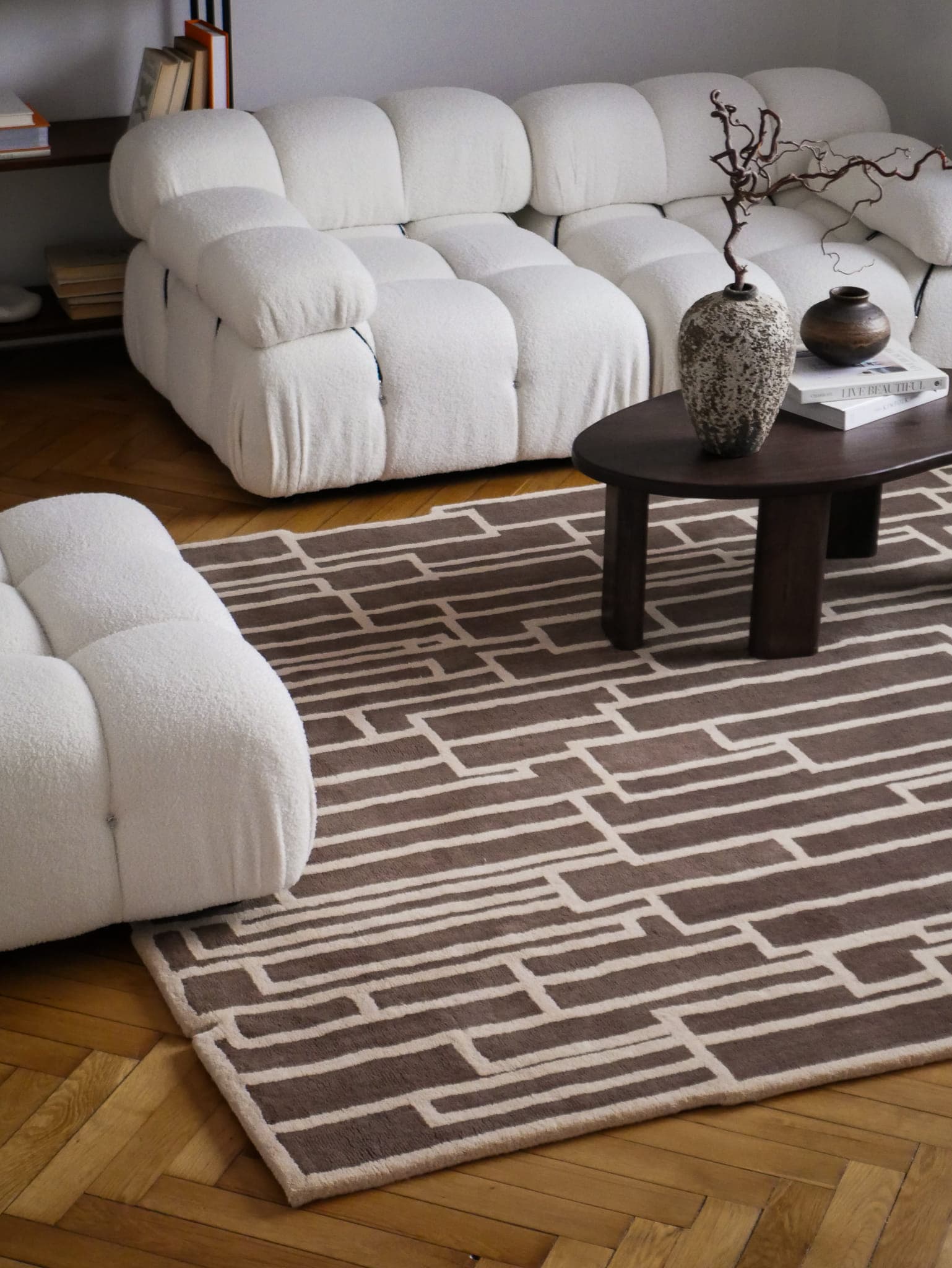 Dywan LUSTRE 200cm x 300cm, wełna, brązowy, biały, Tapis Atelier - 301072
