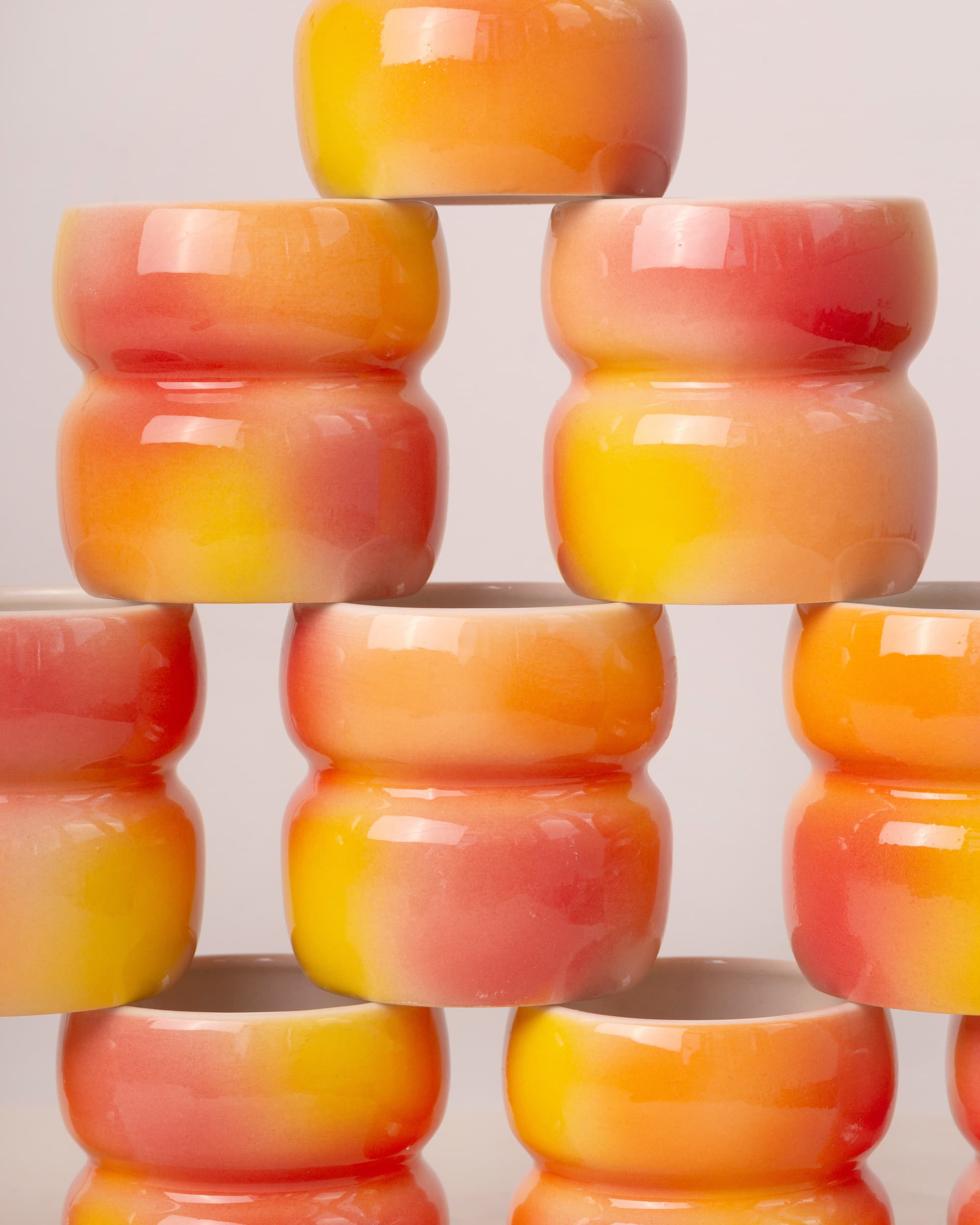 Cup Belly Gradient, ceramics yellow orange pink red beige, by A. Puławska - 303155