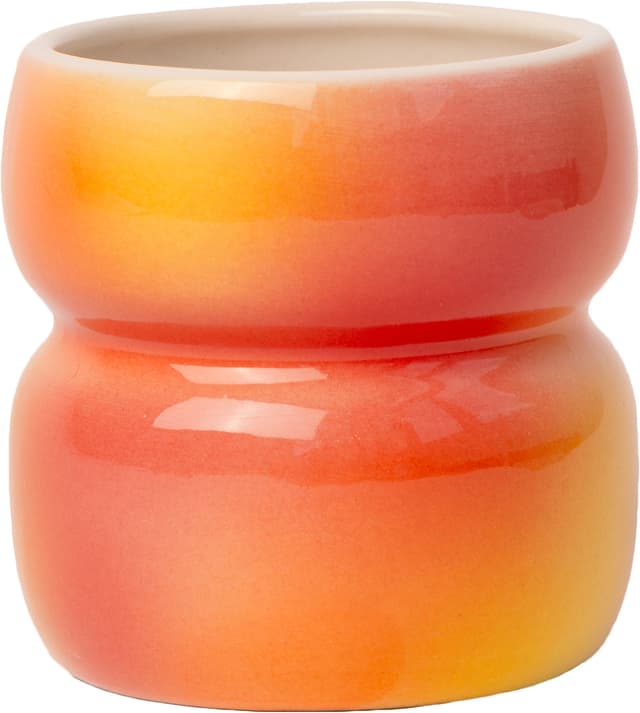 Cup Belly Gradient, ceramics yellow orange pink red beige, by A. Puławska - DIMENSION