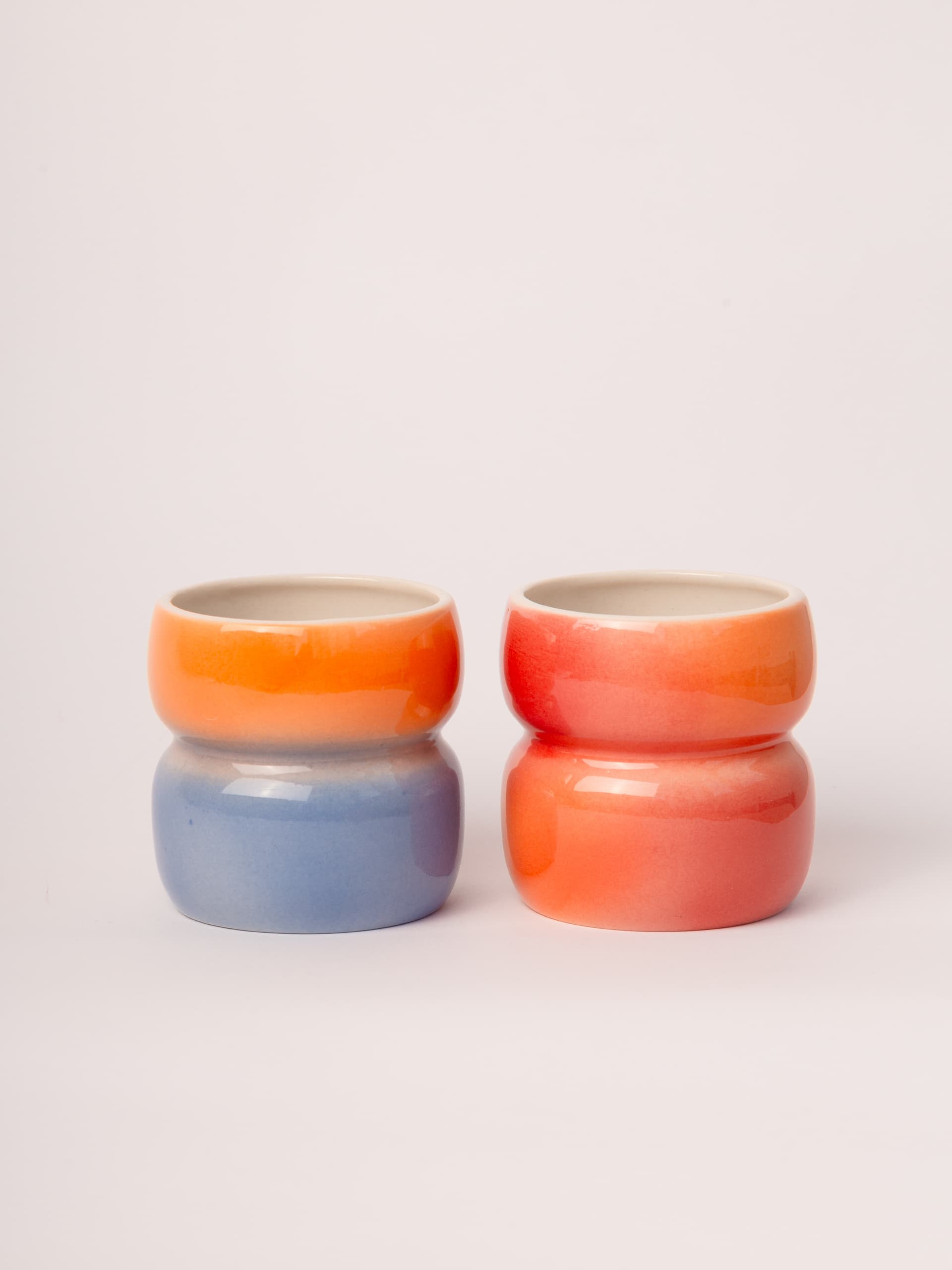 Cup Belly Seaside, orange, blue, beige, ceramics, by A. Puławska - 303160